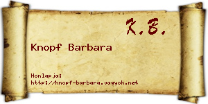 Knopf Barbara névjegykártya